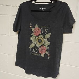 Lucky Brand Charcoal Rose Graphic Tee